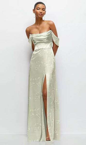 dessy celadon bridesmaid dress A-Line/Princess V-Neck Spaghetti Straps Floor-Length Chiffon Bridesmai main image 1