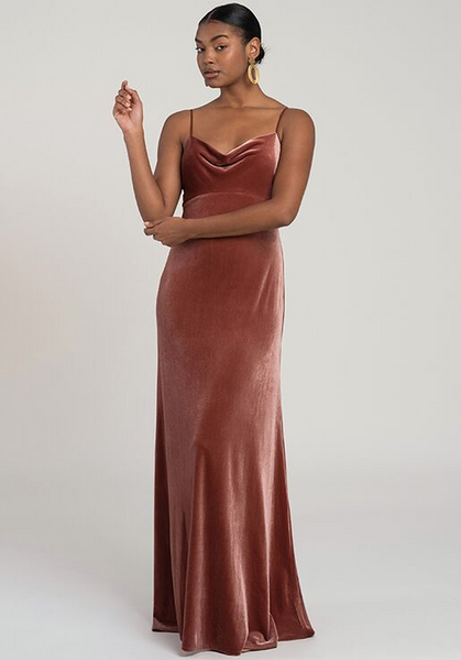 BHLDN Jenny Yoo sale Velvet Maxi Sammi Sheath Dress Marigold Size 8