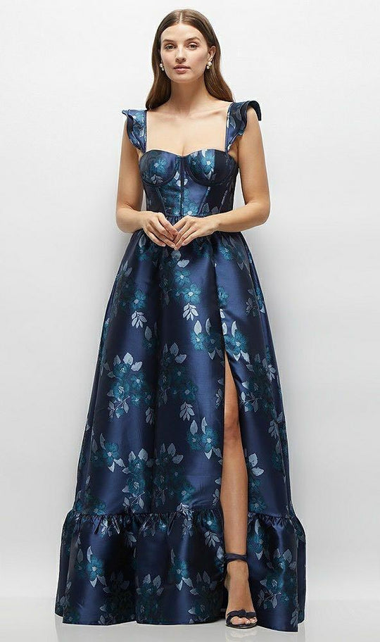 $25 Super Sale Dessy Collection "3136BRD" Midnight Navy Damask Size 12
