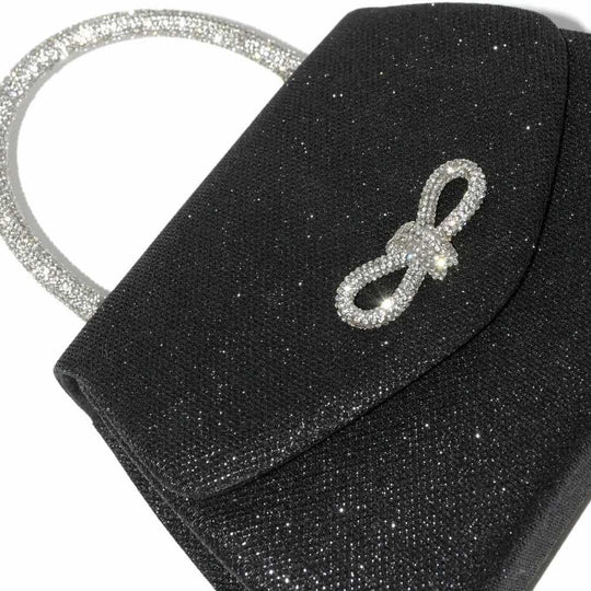 Evening Handbag with Crystal Bow and Handle