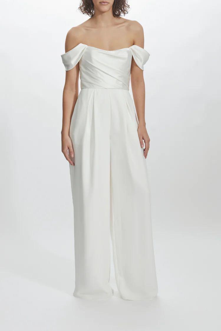 Amsale white jumpsuit on sale