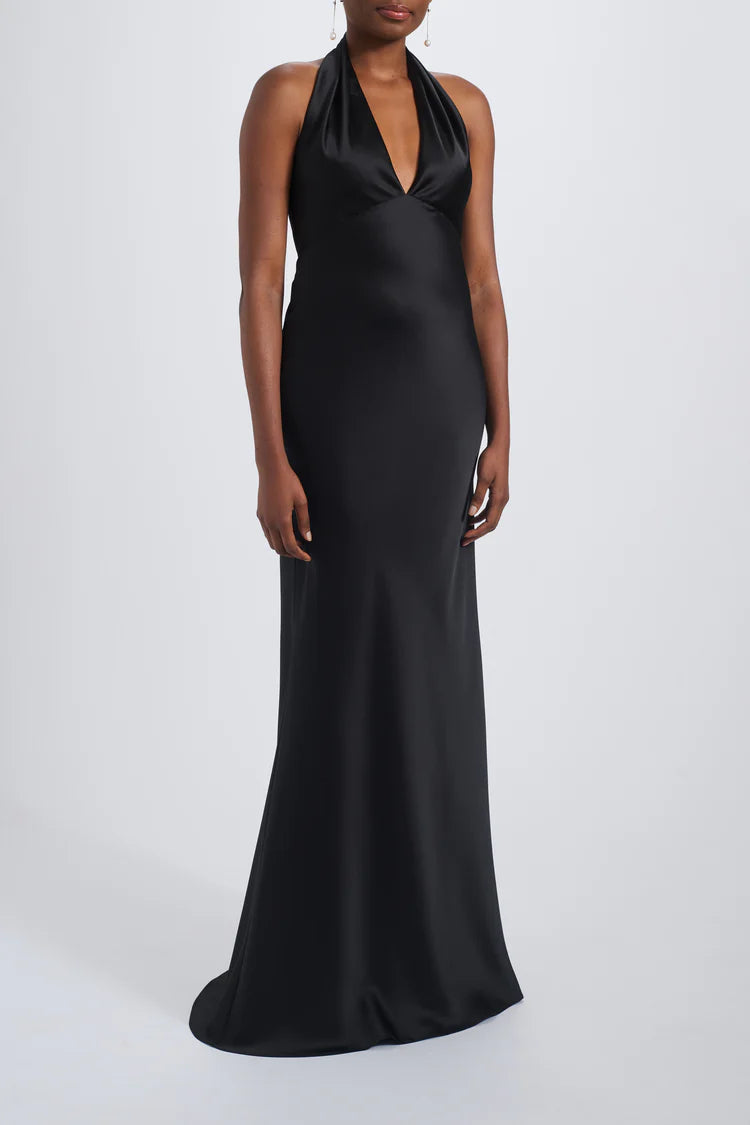 amsale chiffon bridesmaid dresses NEW AMSALE Crinkled Silk Chiffon DRESS GOWN SIZE 10 $310 BLACK BRIDESMAID