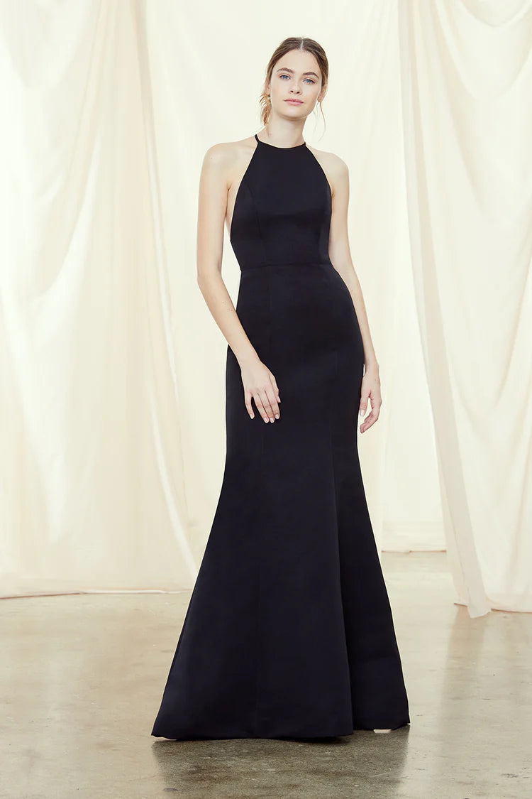 amsale black dress Amsale Evening Dress Bow Back Fit To Flare Gown P451M