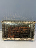 Gator Beaded Gold Clutch