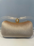 Sparkle Gold Clutch with Pearl Accent