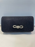 Navy Clutch with Silver Jewel Bow